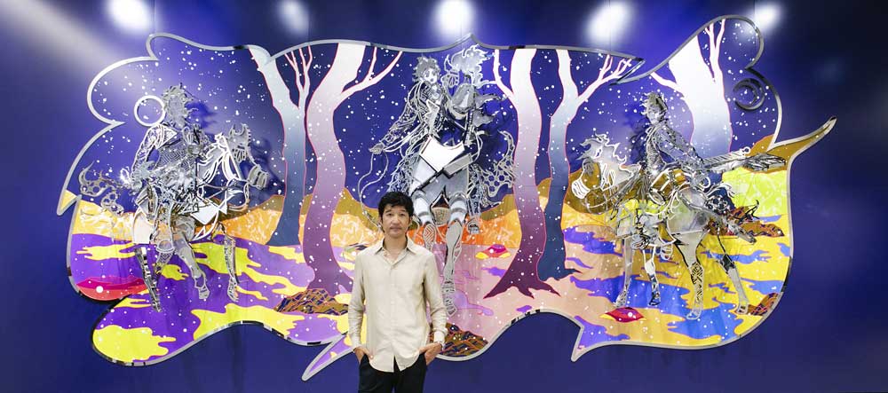 オフィスエントランスのアート作品を世界的アーティスト松山智一さんが制作